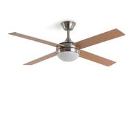 LEDKIA Ventilatore da Soffitto con Luce Silenzioso DC Pale in Legno Navy Ev | Luce LED, Motore DC 30W Silenzioso ed Efficiente, 4 Pale, 6 Velocità, 132 cm, Telecomando