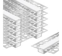 LEDLampsWorld Canale LED in alluminio, confezione da 10 pezzi, 1 m, striscia luminosa a LED con copertura lattiginosa, profilo senza bordi in alluminio, per soffitto e parete