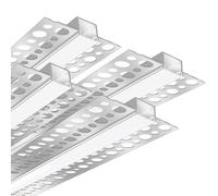 LEDLampsWorld Canali LED intonacati, confezione da 4, profilo in alluminio da incasso da 1 m, con copertura diffusore lattiginoso, striscia luminosa a LED senza fili, per soffitto e parete