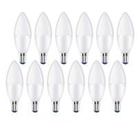 LEDLUX 12 Pezzi Lampadina LED E14, Bianco Freddo 6500K, Lampade LED E14, 8W=64W, E14 C37 720 Lumens, Forma Candela Goccia Oliva, Diametro 37mm, Lunga 112mm