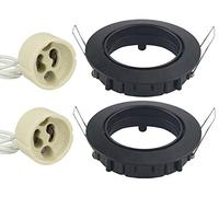 LEDLUX 2 Pezzi Faretto Nero GU10 Incasso, Rotondo Diametro 80mm Con Molla Orientabile, Portalampade GU10 Inclusi, Foro 75mm