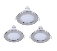LEDLUX 3 Faretti Led da Incasso Per Cartongesso, Dimmerabile Con Triac Dimmer, 220V 5W 550 Lumen, Ø87mm X 37mm, Foro 70mm, Impermeabile IP65, Quick Connettore (Bianco Neutro 4000K, Nichel Satinato)