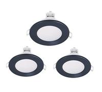 LEDLUX 3 Faretti Led da Incasso Per Cartongesso, Dimmerabile Con Triac Dimmer, 220V 5W 550 Lumen, Ø87mm X 37mm, Foro 70mm, Impermeabile IP65, Quick Connettore (Bianco Caldo 3000K, Nero)