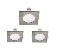 LEDLUX 3 Pezzi Faretti Led da Incasso Quadrato, Dimmerabile Con Triac Dimmer, 220V 5W 550 Lumen, 90X90X37mm, Foro 70mm, Impermeabile Ie IP65, Quick Connettore (Bianco Caldo 3000K, Nichel Satinato)