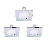 LEDLUX 3 Pezzi Faretti Led da Incasso Quadrato, Dimmerabile Con Triac Dimmer, 220V 5W 550 Lumen, 90X90X37mm, Foro 70mm, Impermeabile Ie IP65, Quick Connettore (Bianco Neutro 4000K, Argento Cromato)