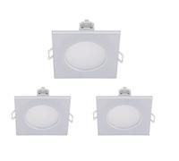 LEDLUX 3 Pezzi Faretti Led da Incasso Quadrato, Dimmerabile Con Triac Dimmer, 220V 5W 550 Lumen, 90X90X37mm, Foro 70mm, Impermeabile Ie IP65, Quick Connettore (Bianco Neutro 4000K, Silver)