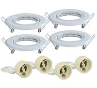LEDLUX 4 Pezzi Portafaretto Da Incasso Orientabile Con Molla Foro 70mm Con Portalampada GU10 Inclusi (Bianco, Rotondo)