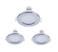 LEDLUX FP8705W Faretti da incasso a LED per cartongesso dimmerabili con dimmer triac 220 V 5 W 550 lumen 87 mm x 37 mm foro 70 mm impermeabile IP65 sgancio rapido (cromo argento bianco caldo 3000K)