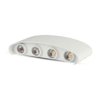 LEDLUX LD8617 Applique Led Da Parete 8W 8X1W Carcassa Bianca Doppio Illuminazione Up-Down e Indiretto Con Angolo Luce 150 Gradi IP54 Interno Esterno (Bianco Caldo 3000K)