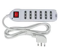 LEDLUX Multipresa Ciabatta Elettrica 6 Posti Prese Bipasso 10/16A Con Interruttore Spina 16A Laterale Cavo 1,5 Metri