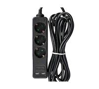 LEDLUX Multipresa Ciabatta Elettrica Con 2 USB e 3 Posti Schuko,Spina 16A Tipo ibrido F + E,Max 250V 3680W