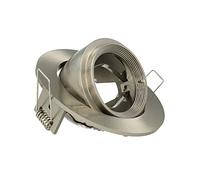 LEDLUX Porta Faretto Led GU10 MR16 Da Incasso Orientabile 90 Gradi Rotondo Con Ghiera Foro 90mm Con Illuminazione Asimmetrica (Nichel Satinato)