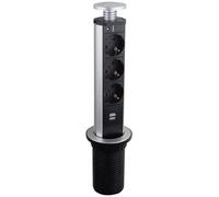 Ledmaxx Tower 3 x Presa 1 x Doppia TSD001A USB 4000W Argento 31,5 x 8,1 x 8,1 cm