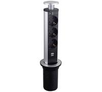 Ledmaxx tsd001 multipresa verticale a torre 3 scomparti alluminio nero