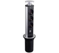 LEDmaxx TSD001 Multipresa verticale a torre 3 scomparti Alluminio, Nero 1 pz.