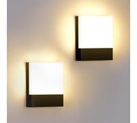 ledmo 15W Applique da Parete Esterno/Interno 3000K Bianco Caldo 2 Pezzi Applique Esterno IP65 Impermeabile Nero Lampade da Parete