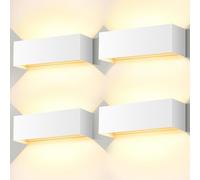 ledmo 4 Pezzi 30W Applique da Parete Interno/Esterno Angolo Regolabile del Fascio su e giù Lampada da Parete 3000K Bianco caldo IP65 Impermeabile Bianco Applique Esterno