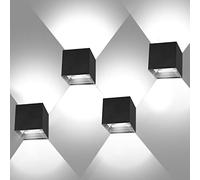 LEDMO 4 Pezzi LED Applique da Parete 12W Bianco freddo 6000K, Lampada da Parete Moderna Nera per interni ed esterni IP65 Impermeabile