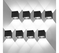 LEDMO 8 Pezzi 12W LED Lampada da parete Bianco freddo 6000k Nero Applique da parete interno/esterno moderno Impermeabile IP65 Applique cubo in alluminio Lampada Muro su e Giù Regolabile