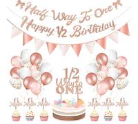 Lednica Decorazioni per banner di compleanno in oro rosa Banner di buon compleanno bomboniere per bambini ragazze forniture per feste per casa metà strada a una festa di compleanno decorazioni