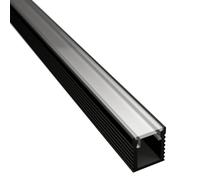 ledomec Profilo LED da 2 m, colore nero, 7,8 x 9 mm, per strisce LED fino a 5 mm di larghezza + copertura (profilo nero da 2 m, copertura trasparente)