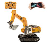 Ledovan 1:64 RC Escavatore telecomandato giocattolo per bambini, con pala in metallo, veicoli da costruzione da 2,4 GHz con luce ed effetti sonori, rotazione di 320°, giocattolo auto