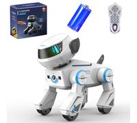 Ledovan Robot Cane Bambini Giocattolo telecomandato per bambini 3-12 anni, Tocco interattivo, Cane robotico, Cantante intelligente e programmazione Danza Supporto a mano (bianco)