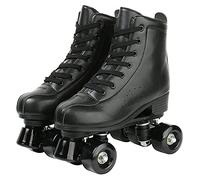 Ledph Pattini Professionali A 4 Ruote Quad da Strada, Rollerskate Donna in Pelle PU, Roller Adulto Unisex per Skateboard All'Aperto, Nero, 43