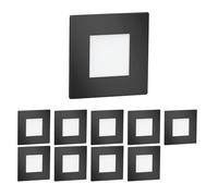 ledscom.de 10 LED luce per scale/apparecchio da incasso FEX per interni ed esterni, angolare, nero, 85 x 85 mm, bianco caldo