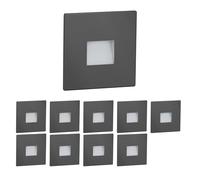 ledscom.de 10 LED luce per scale/apparecchio da incasso FOW per interni ed esterni, downlight, angolare, antracite, 85 x 85 mm, bianco caldo