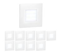 ledscom.de 10 luci LED per scale/faretti da incasso a parete FEX per interni ed esterni, di forma quadrata, 85 x 85 mm, bianco freddo