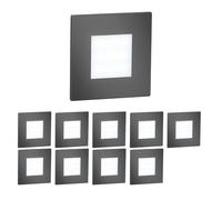 ledscom.de 10 luci per scale a LED/faretti da incasso a parete FEX per interni ed esterni, di forma quadrata, antracite, 85 x 85 mm, bianco freddo