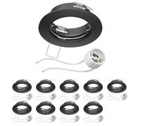 ledscom.de 10 pezzi Cornice da incasso a soffitto FERE cornice da incasso nera opaca (LED/alogena/GU10/MR16/PAR16/50mm) incl. presa GU10