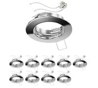 ledscom.de 10 pezzi Cornice da incasso a soffitto FERE, rotonda, cromo lucido (LED/alogeni/MR16/50mm) incl. presa GU5.3