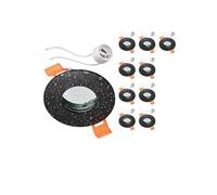 ledscom.de 10 pezzi Cornice da incasso a soffitto per bagno ERID, a prova di umidità, bagno, IP44, rotonda, nero opaco (GU10/MR16/GU5,3/50mm) incl. presa GU10