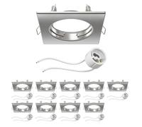 ledscom.de 10 pezzi cornice da incasso a soffitto RIR cornice da incasso angolare cromata opaca (LED/alogena/GU10/MR16/PAR16/50mm) incl. presa GU10