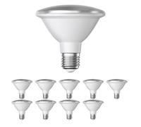 ledscom.de 10 pezzi lampadina LED E27, PAR30 collo corto, bianco (4200 K), 13 W, 1025lm, 43°, specchio riflettore (argento)