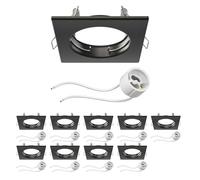 ledscom.de 10 pezzi Telaio da incasso a soffitto Telaio da incasso RIR nero opaco angolare (LED/alogeno/GU10/MR16/PAR16/50mm) incl. presa GU10