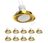 ledscom.de 10 pz. cornice da incasso a soffitto FABI, rotonda, orientabile, oro lucido (GU10/MR16/GU5.3/50mm), PAR16, bianco caldo, 6.826W, 630lm, 103°, opaco