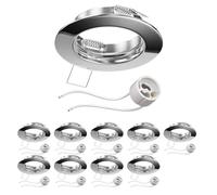 ledscom.de 10 pz. cornice da incasso a soffitto FERE, rotonda, cromo lucido (GU10/MR16/GU5.3/50mm) incl. presa GU10