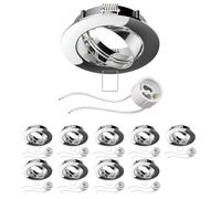 ledscom.de 10x cornice da incasso a soffitto Circ cornice da incasso in alluminio cromata orientabile (LED/alogena/GU10/MR16/PAR16/50mm) incl. presa GU10