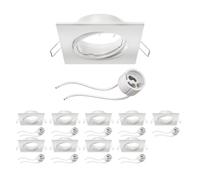 ledscom.de 10x cornice da incasso a soffitto RIR cornice da incasso bianco opaco angolare orientabile (LED/alogena/GU10/MR16/PAR16/50mm) incl. presa GU10