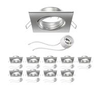 ledscom.de 10x cornice da incasso a soffitto RIR cornice da incasso cromata opaca angolare orientabile (LED/alogena/GU10/MR16/PAR16/50mm) incl. presa GU10