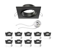 ledscom.de 10x cornice da incasso a soffitto RIR cornice da incasso nera opaca angolare orientabile (LED/alogena/GU10/MR16/PAR16/50mm) incl. presa GU10