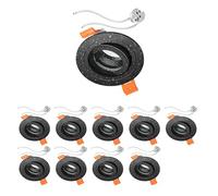 ledscom.de 10x cornici da incasso per soffitto da bagno ERID, per ambienti umidi, bagno, IP44, rotonde, orientabili, nero opaco, con portalampada GU5.3 incluso