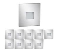 ledscom.de 10x faretti LED per scale/da incasso a parete FOW per interni ed esterni, downlight, forma angolare, acciaio inossidabile, 85 x 85 mm, bianco caldo