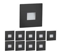 ledscom.de 10x faretti LED per scale/da incasso a parete FOW per interni ed esterni, downlight, quadrati, neri, 85 x 85 mm, bianco freddo