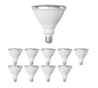 ledscom.de 10x lampadina LED E27, PAR38 collo corto, bianco (4000 K), 14,9 W, 1395lm, 41°, specchio riflettore (argento)