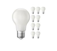 ledscom.de 10x lampadine LED E27, A60 i efficienza energetica A, bianco caldo (2700 K), 4 W, 935lm, smerigliate