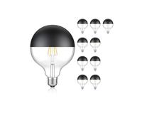 ledscom.de 10x lampadine LED E27, G125, bianco caldo (2700 K), 6,7 W, 660lm, specchio frontale (nero)
